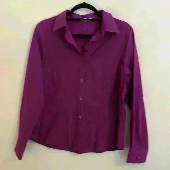 Foxcroft Taylor Essential Non-Iron Blouse Womens 12 P magenta Fitted - Picture 1 of 7